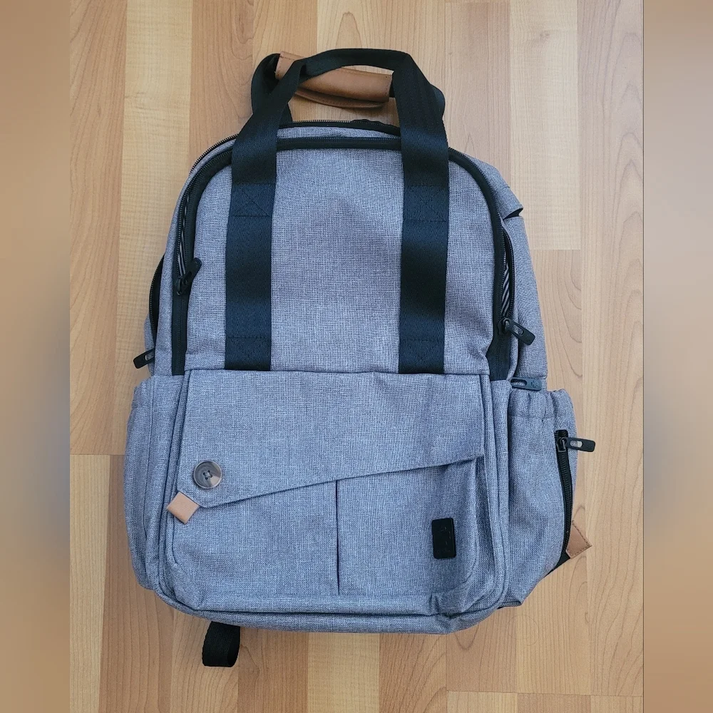New Multi-Pocket Backpack Heather Grey Baby Diaper Bag Outdoor Hiking Quality